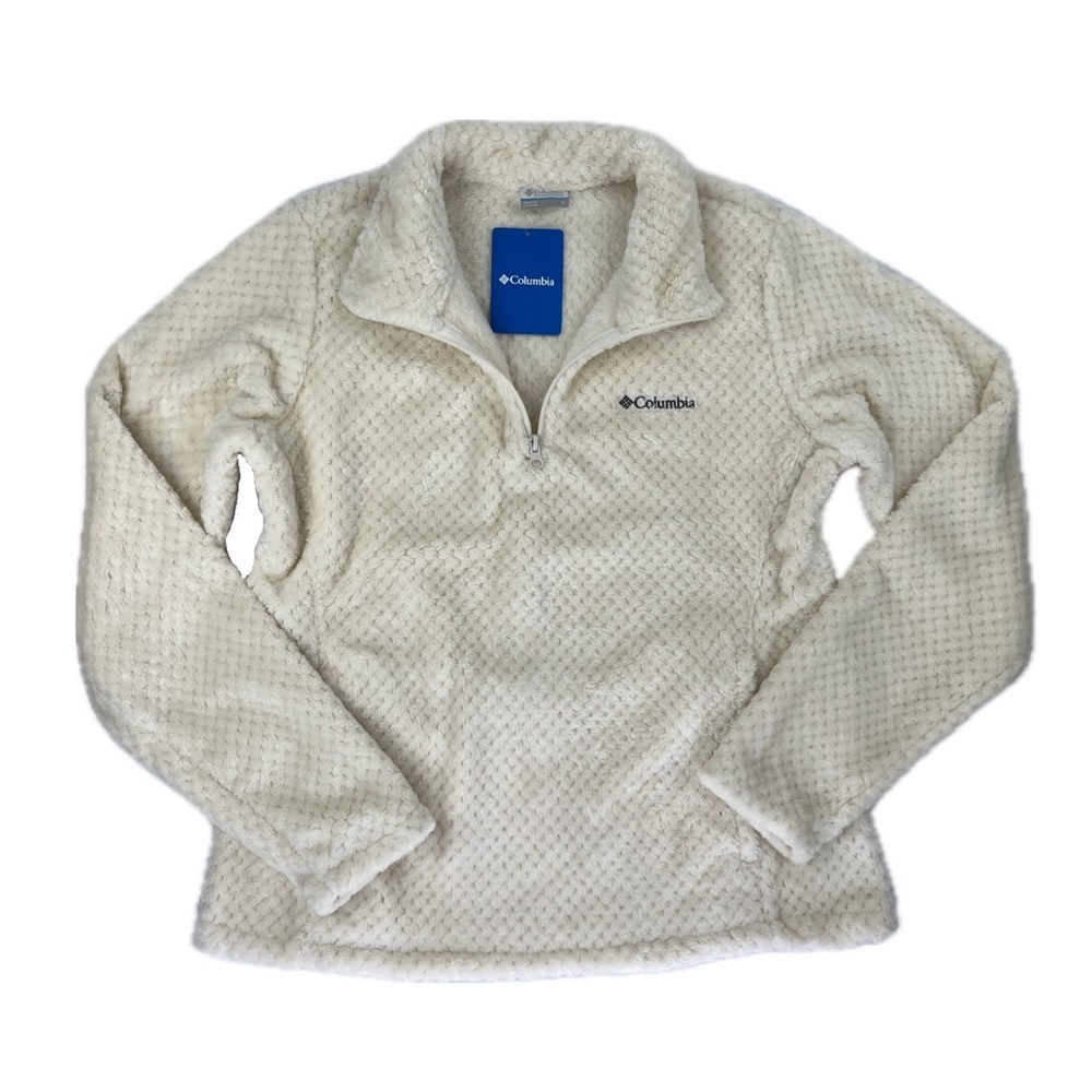 NEW Columbia Beech Forest High Pile Soft Teddy Fleece 1/4 Pullover Cream Large - Picture 2 of 15